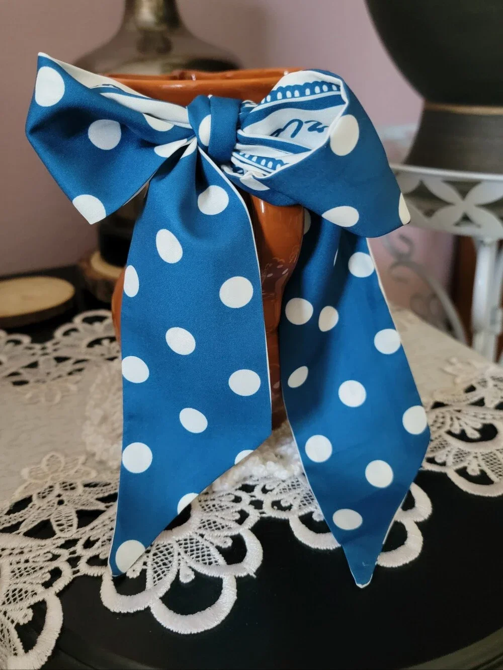 Blue Polka Dot Scarf